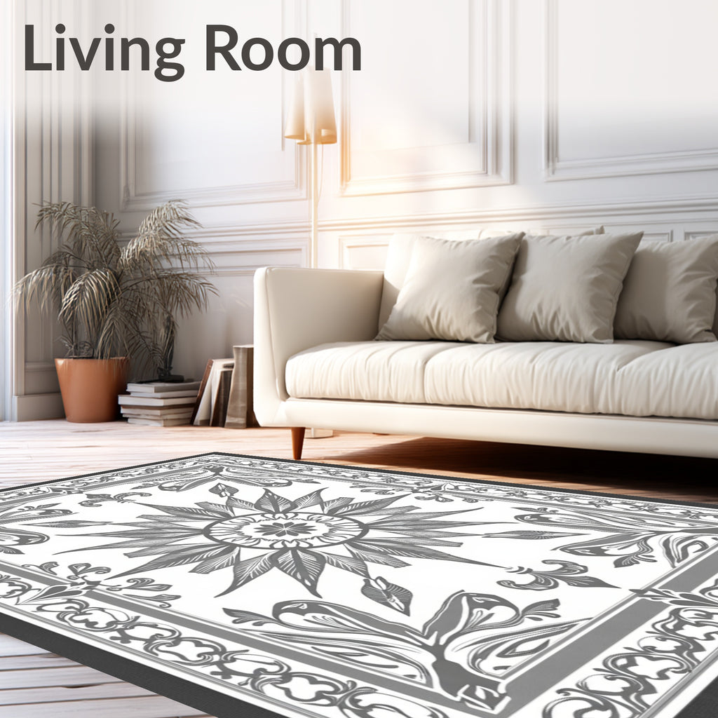 Intricate Floral Sunburst Mandala Design Rug