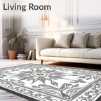 Intricate Floral Sunburst Mandala Design Rug