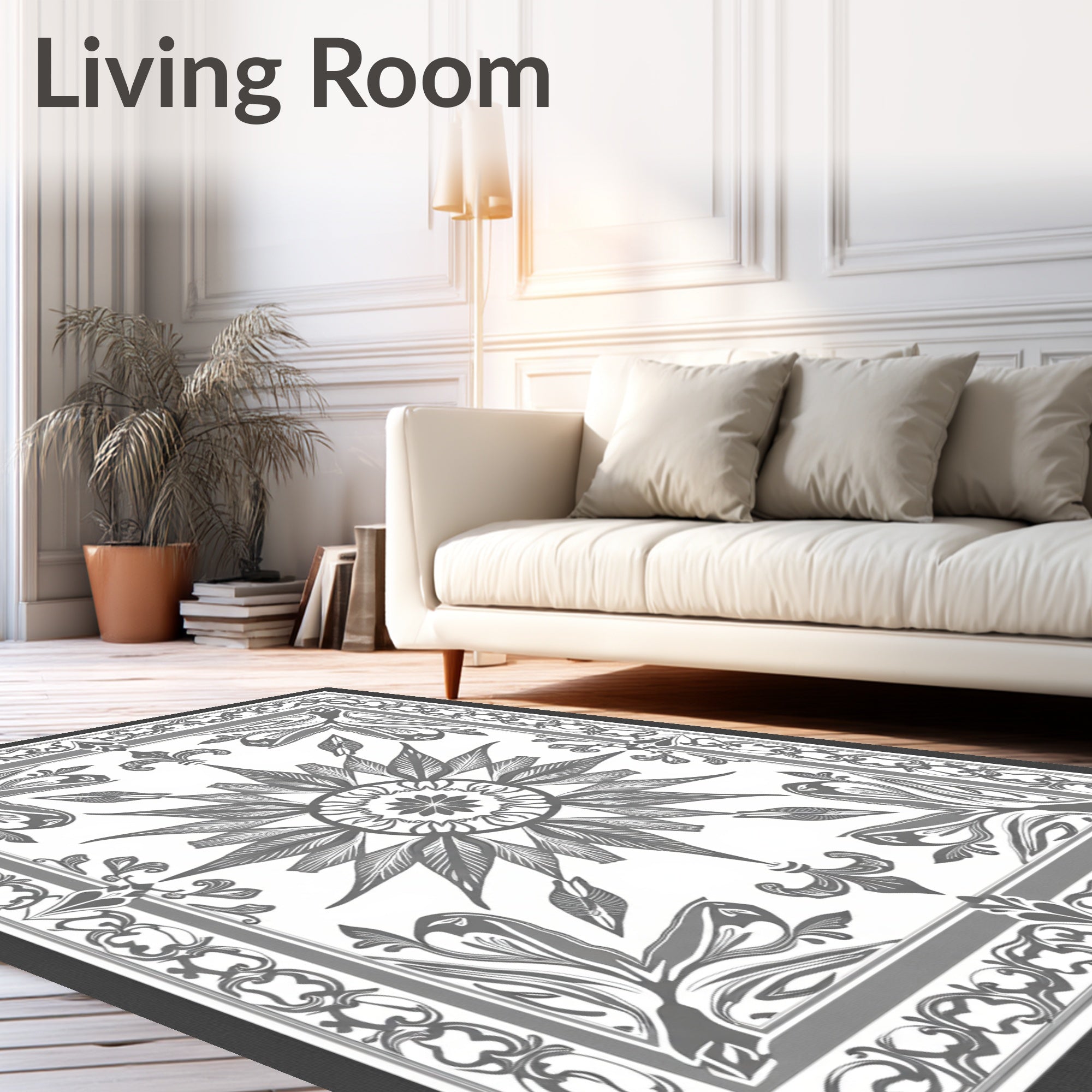Intricate Floral Sunburst Mandala Design Rug
