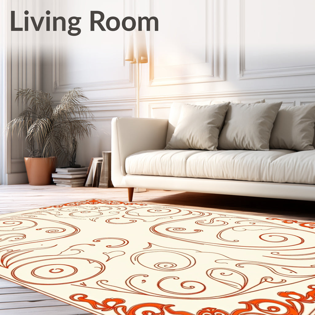 Ornate Flourish Scrollwork Rug