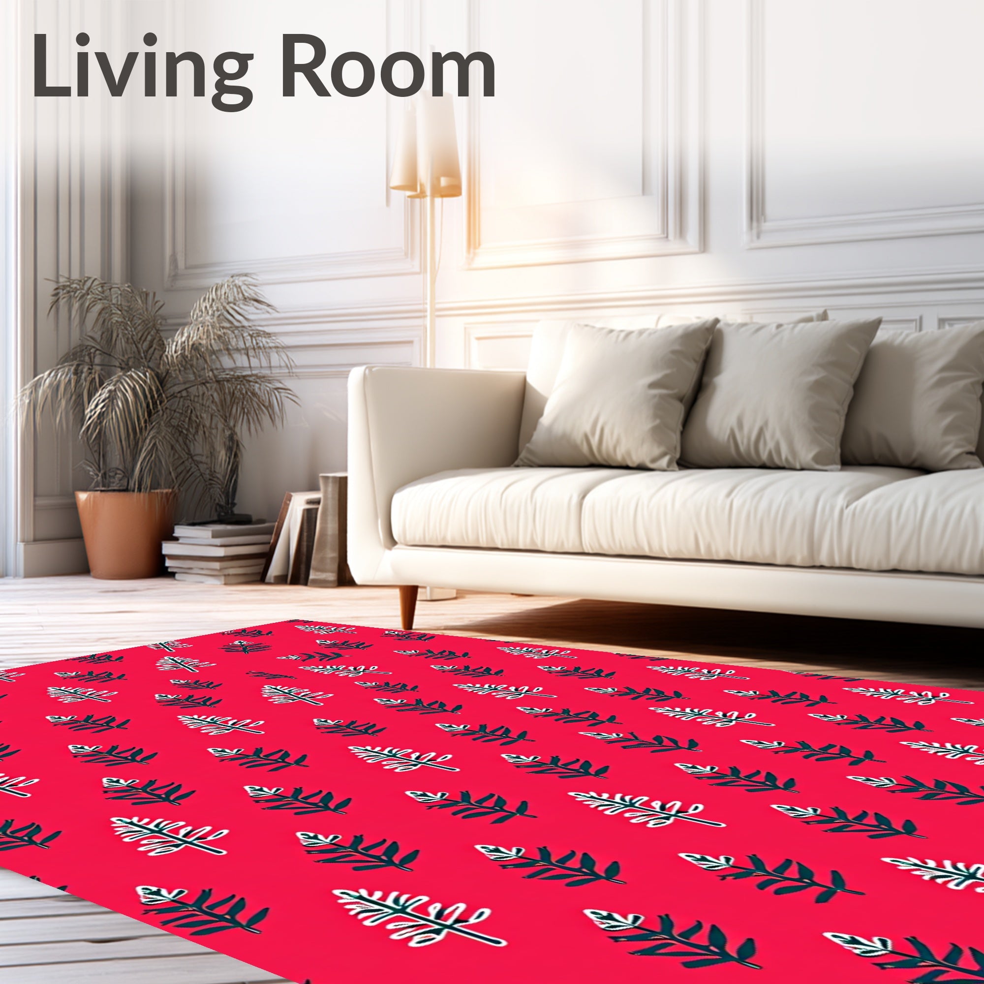 Red Festive Pine Tree Pattern Rug