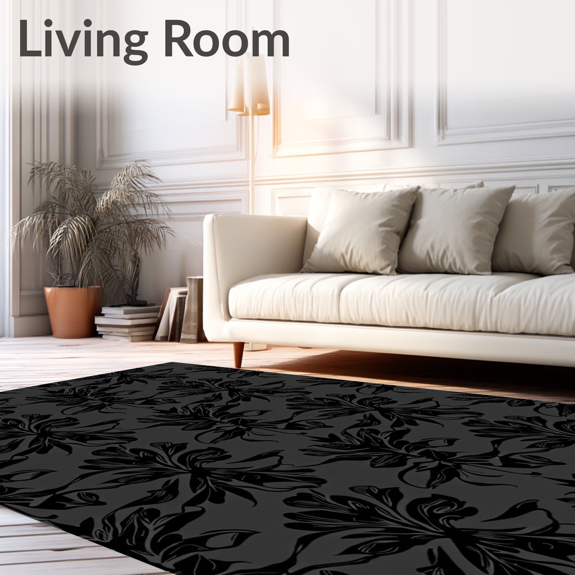 Dark Floral Silhouette Design Rug