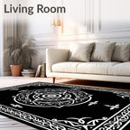 Black White Mandala Pattern Rug
