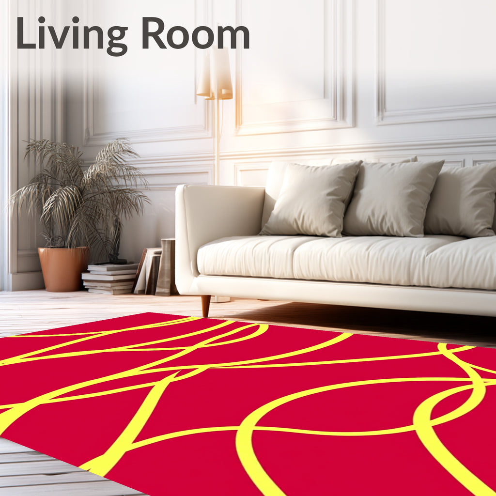 Bold Yellow Wavy Lines Rug
