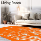 Bold White Flower Pod Pattern Rug