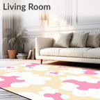 Playful Pink White Cloud Pattern Rug
