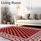 Rich Red Geometric Pattern Rug