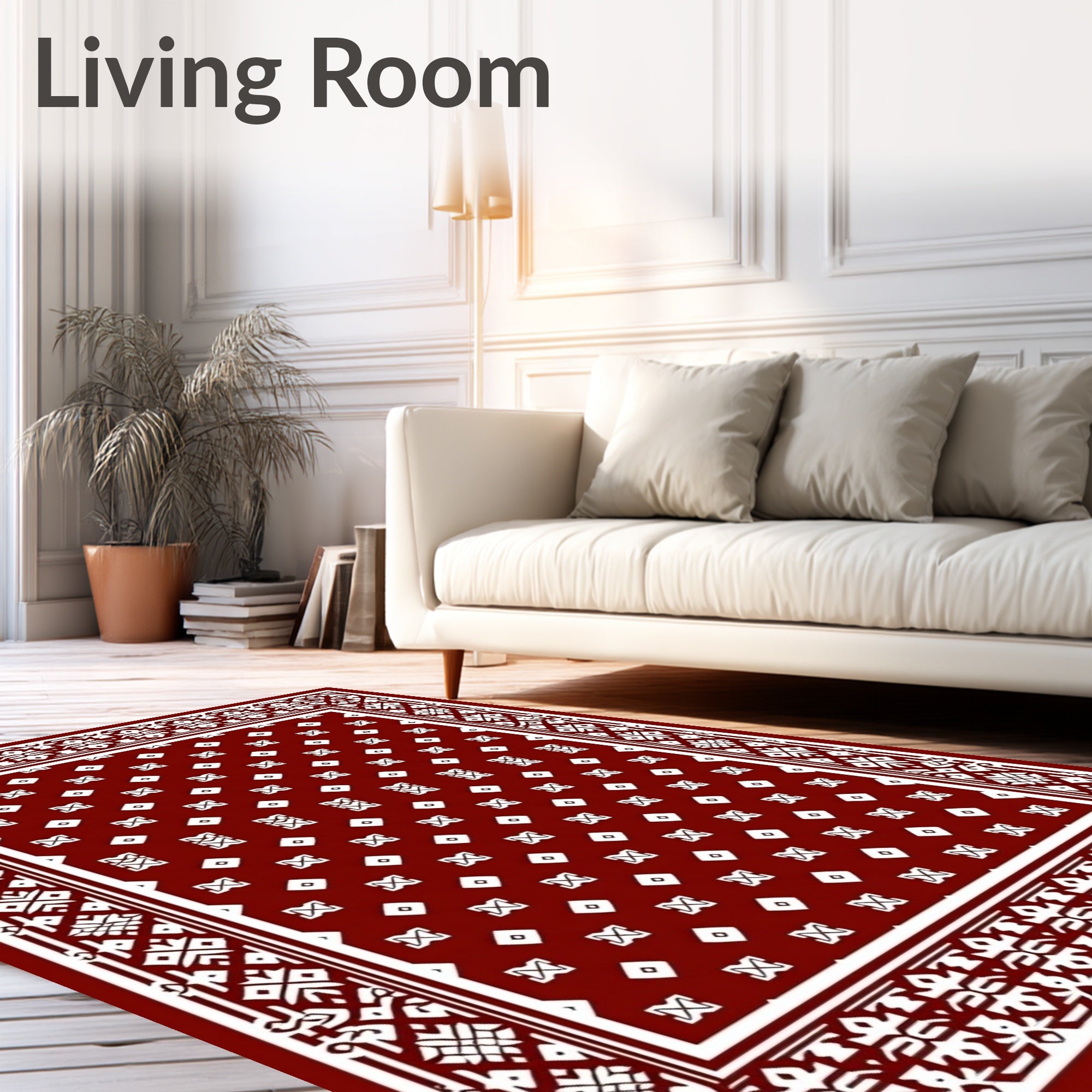 Rich Red Geometric Pattern Rug