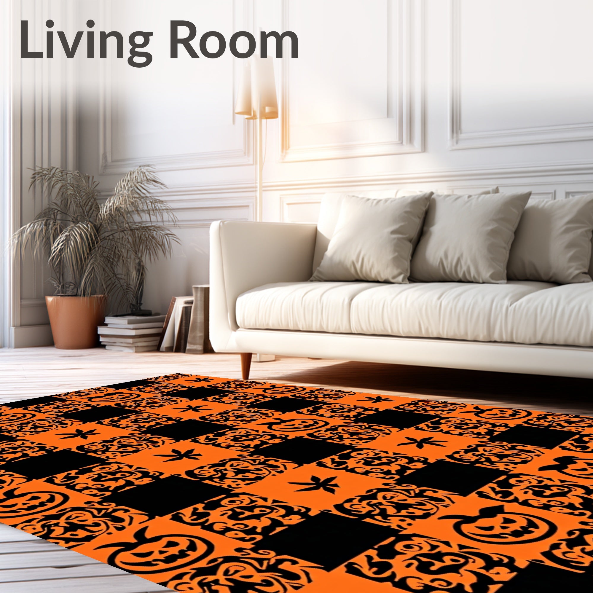 Spooky Jack O Lantern Star Medallion Rug
