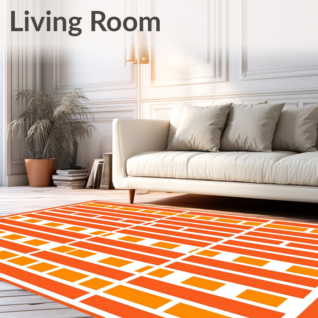 Orange Geometric Stripe Pattern Rug