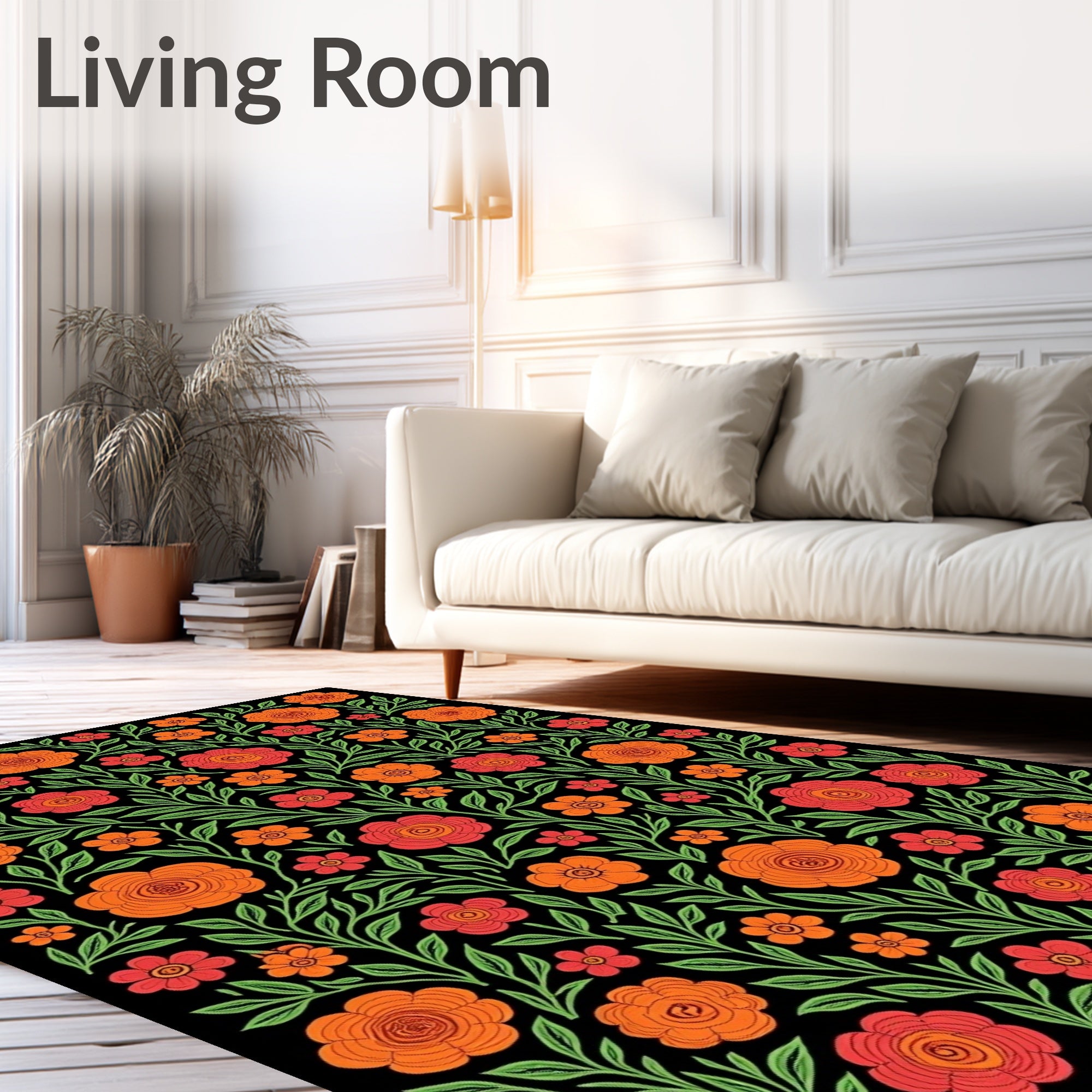 Rustic Floral Vine Artwork Rug