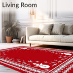 Snowman Snowflake Festive Whimsical Pattern Rug