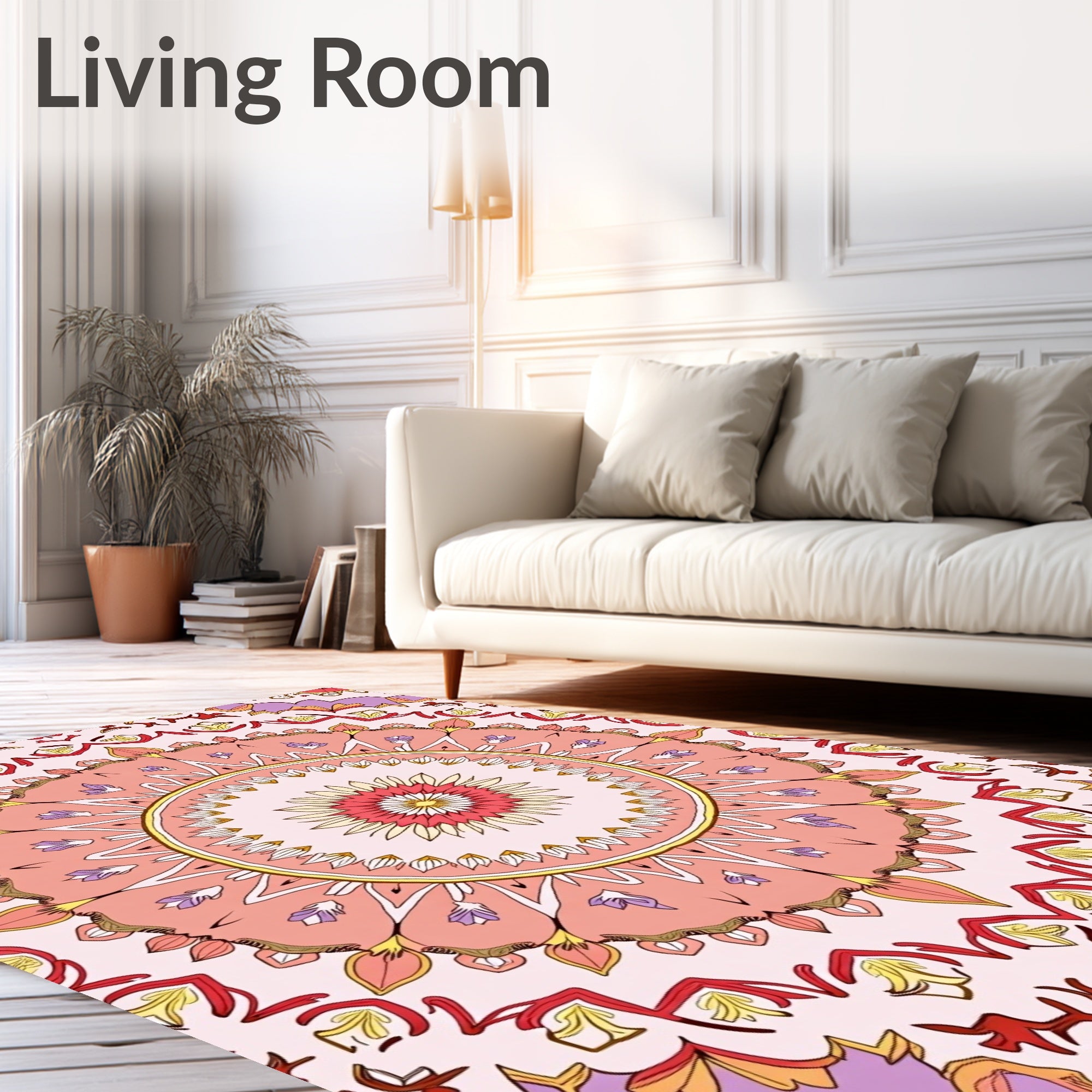 Floral Mandala Patterned Pastel Rug