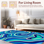 Abstract Swirling Blue Green Cream Rug
