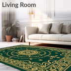 Antique Gold Border Mandala Design Rug