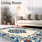 Ornate Floral Border Pattern Rug