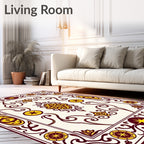 Ornate Scrollwork Star Medallion Pattern Rug