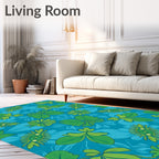 Vibrant Green Floral Water Pattern Rug