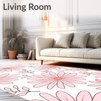 Soft Pink Daisy Floral Pattern Rug