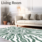 Green Abstract Mandala Pattern Rug