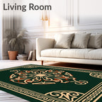 Emerald Green Sunburst Bordered Rug