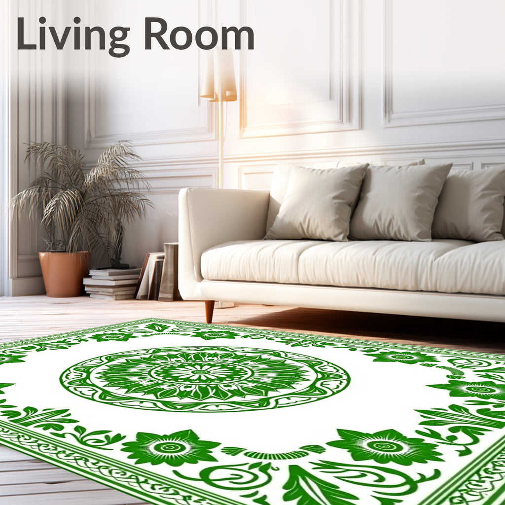 Emerald Floral Medallion Garden Design Rug