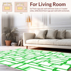 Geometric Green Lines Pattern Design Rug