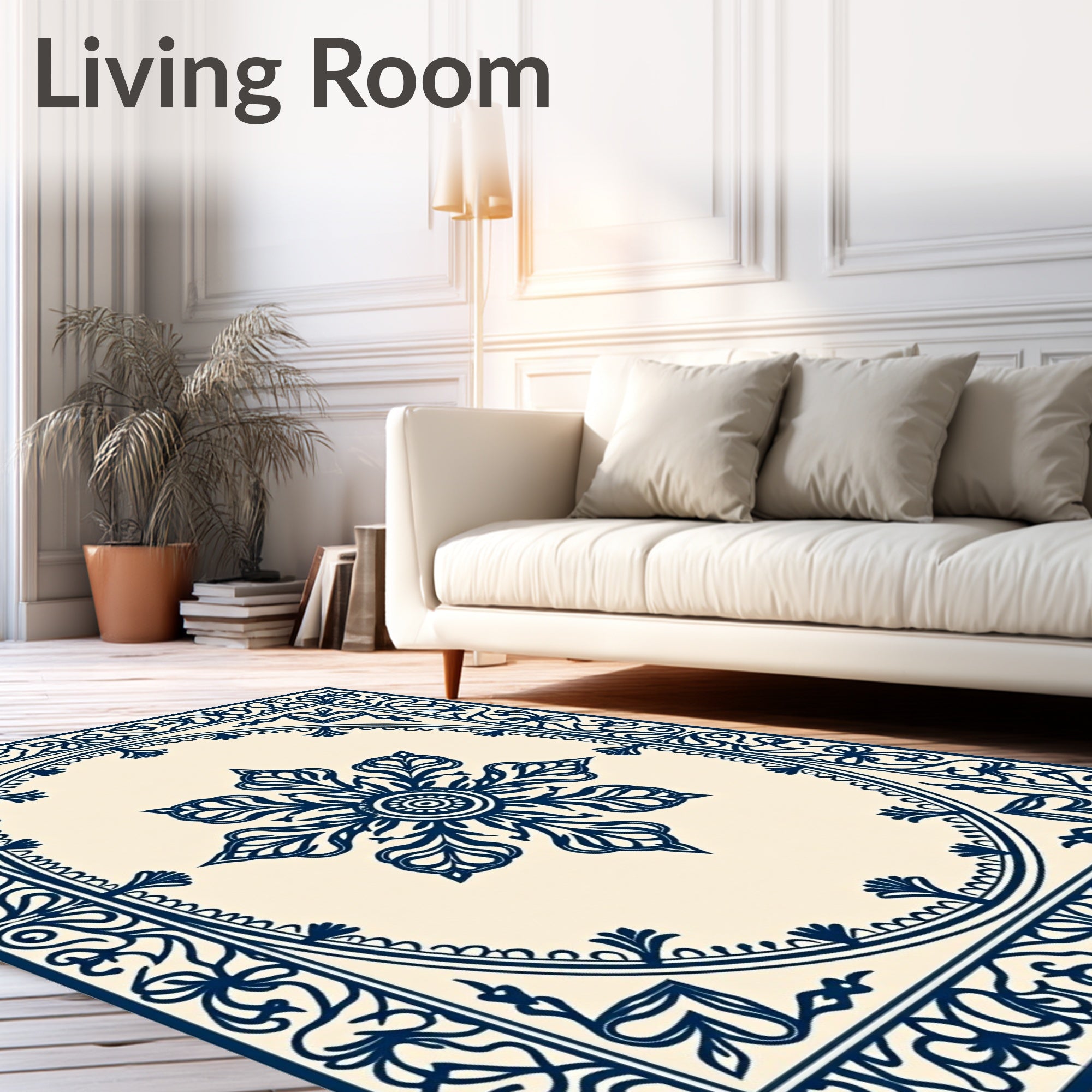 Classic Floral Medallion Border Design Rug