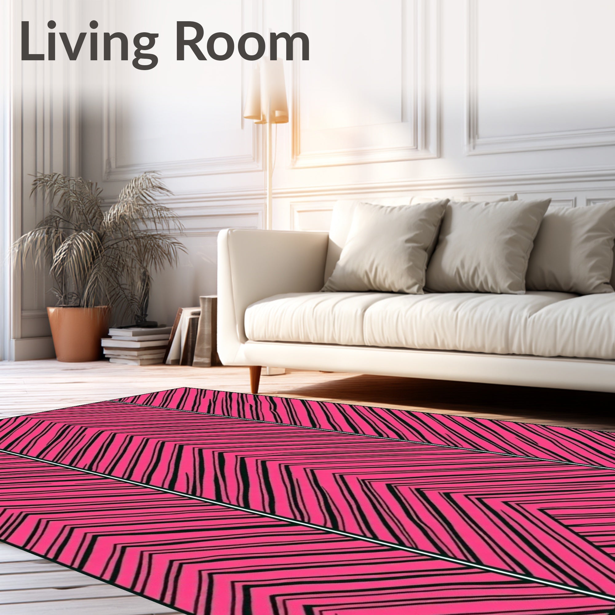 Bold Pink Zebra Stripes Pattern Rug