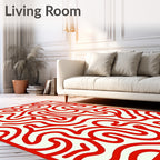 Red Swirling Abstract Visual Pattern Rug