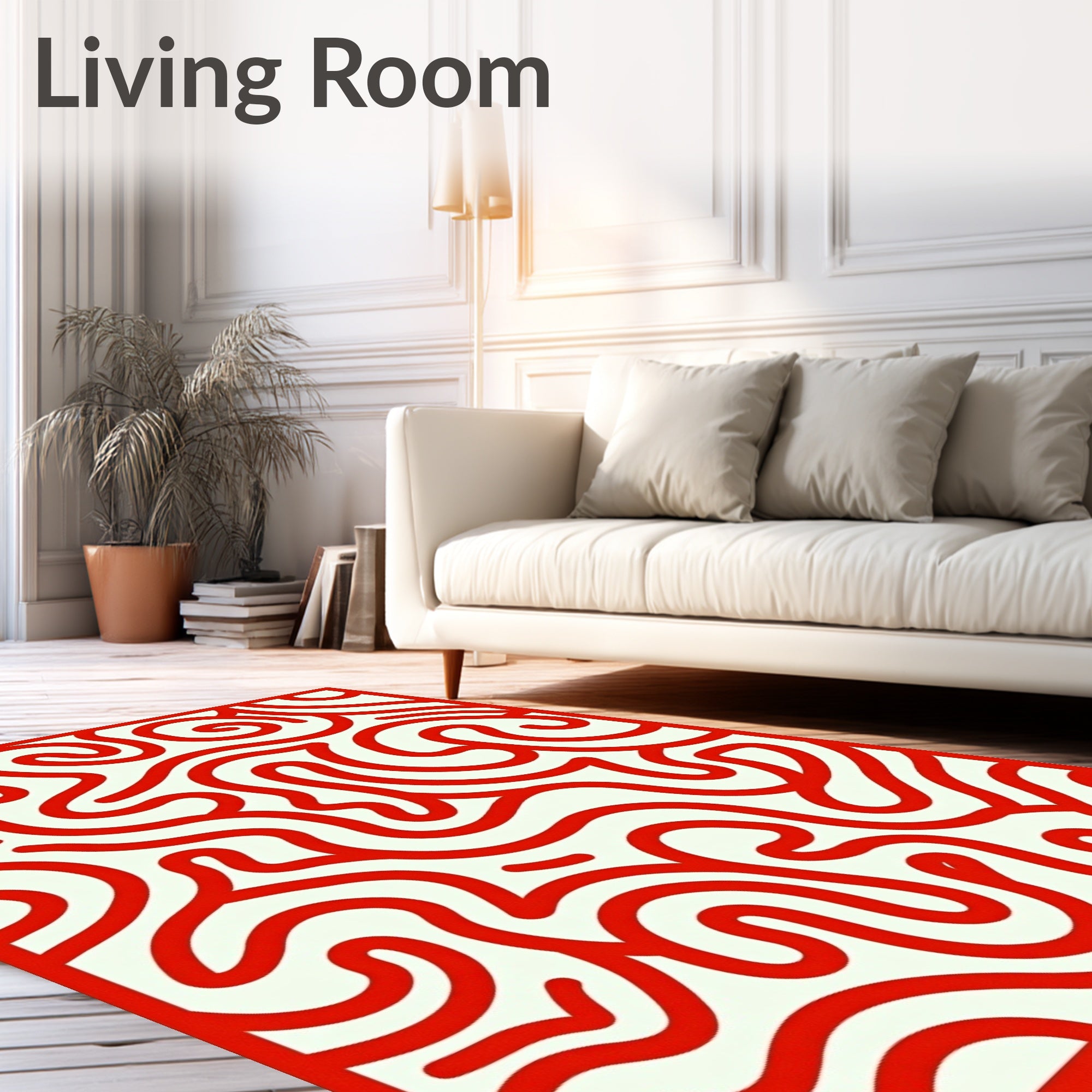 Red Swirling Abstract Visual Pattern Rug