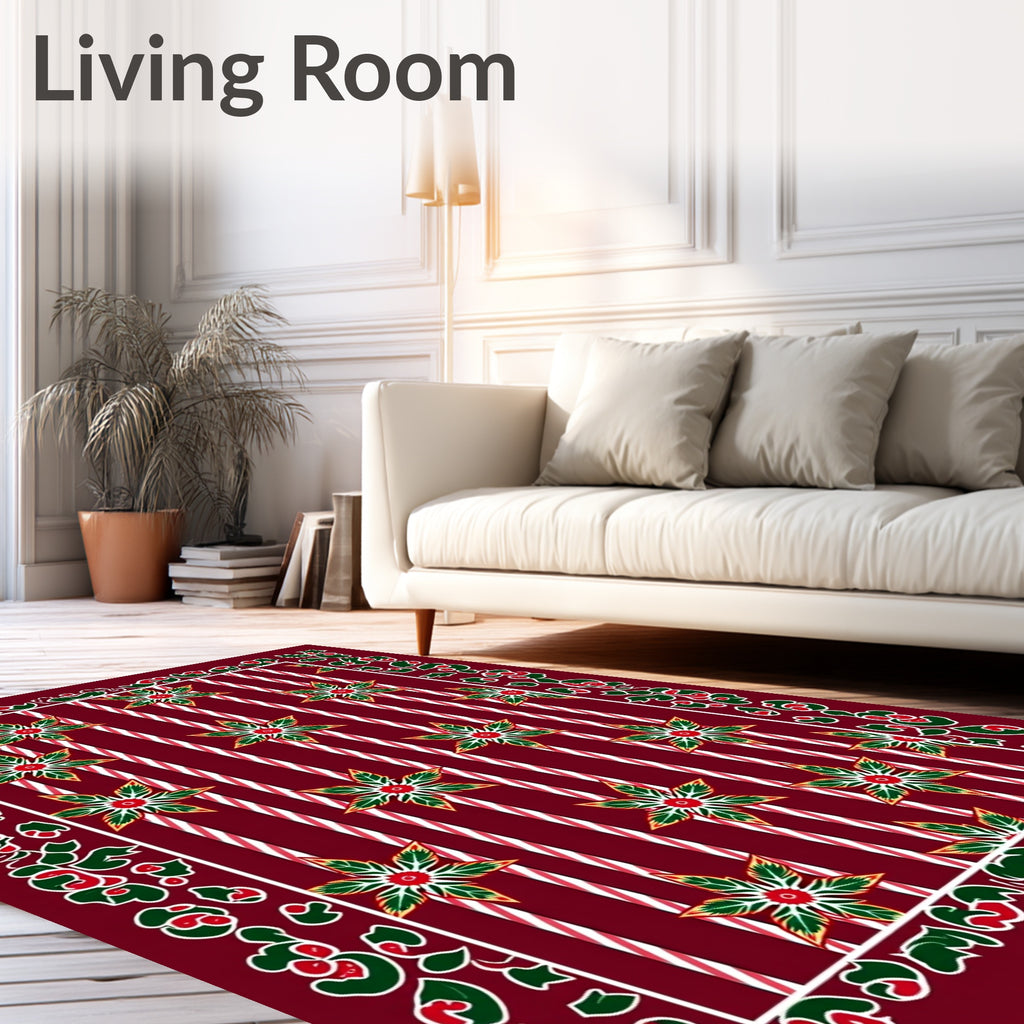 Striped Floral Pattern Rug