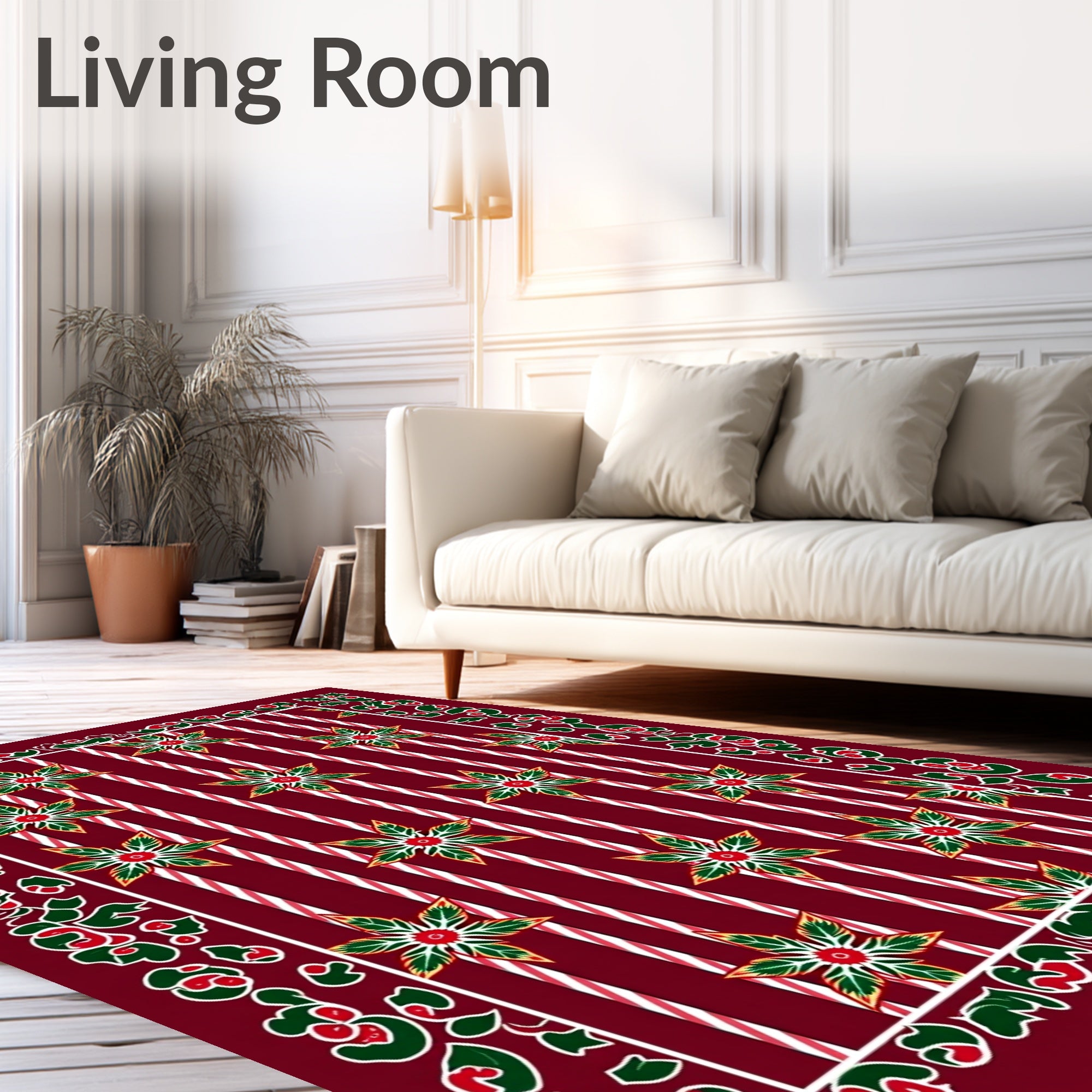 Striped Floral Pattern Rug