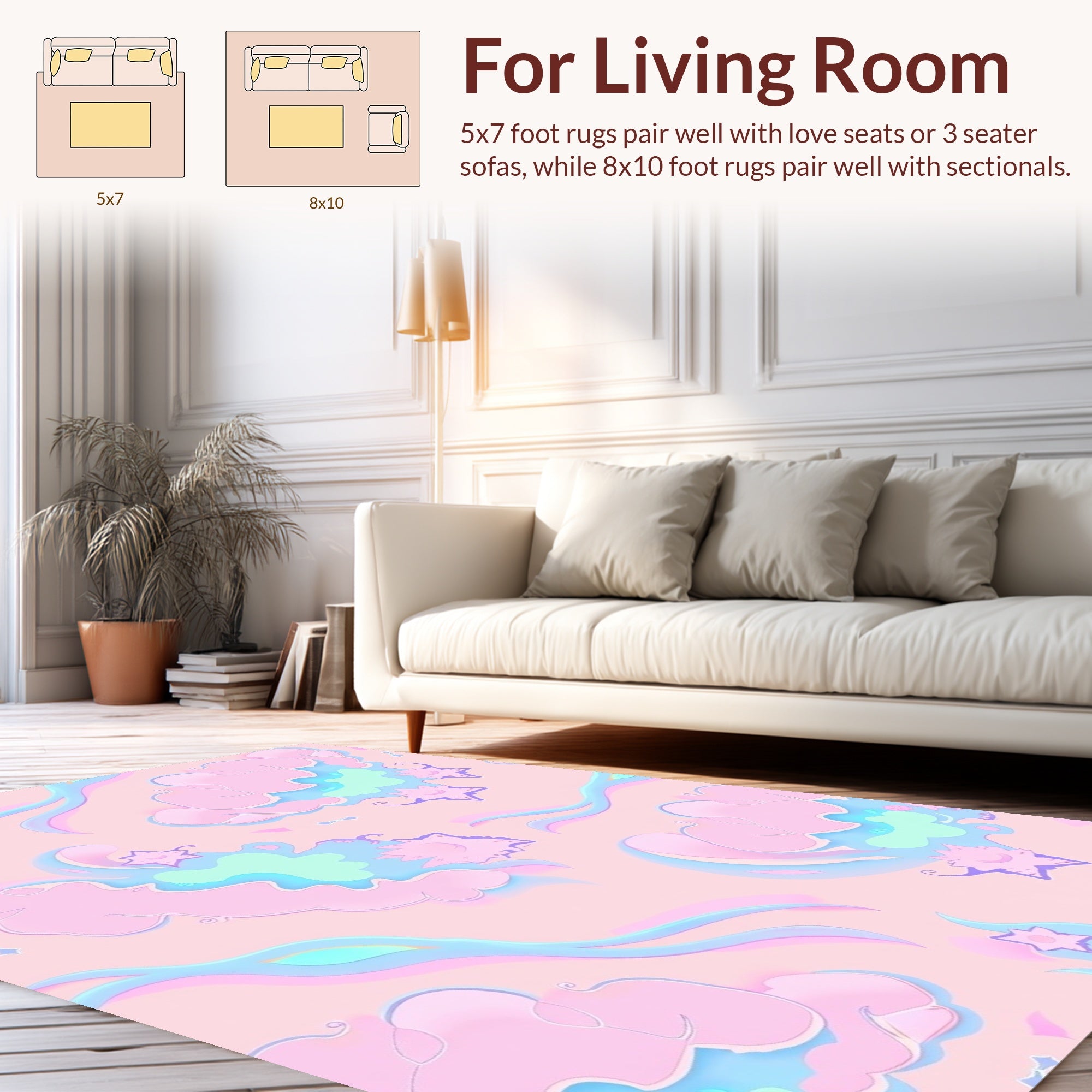 Pastel Dream Cloud Star Pattern Rug