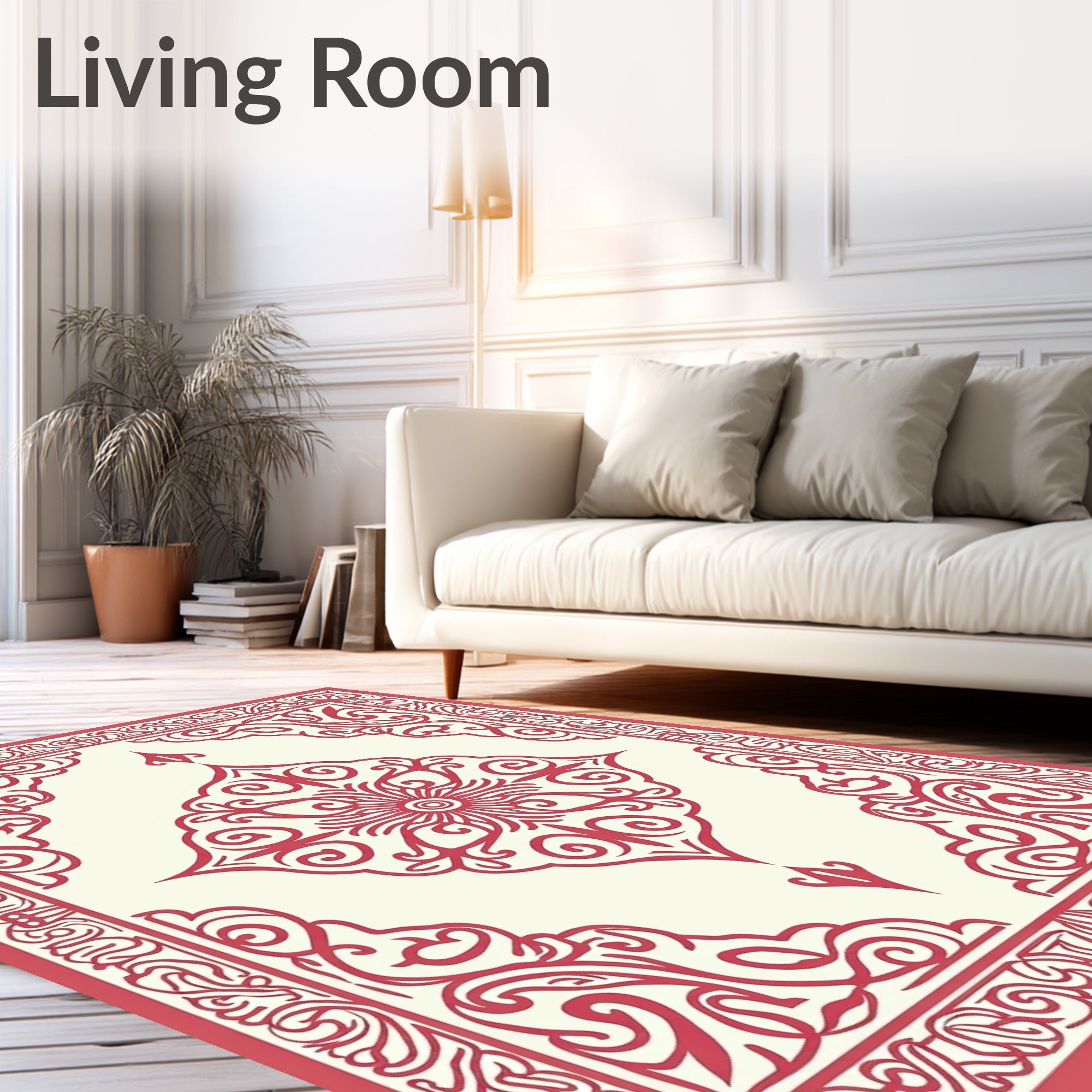 Elaborate Red Floral Pattern Design Rug