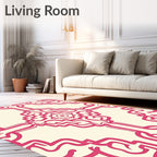 Vibrant Pink Baroque Scroll Tile Rug