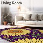 Sunflowers With Green Vine Pattern Rug