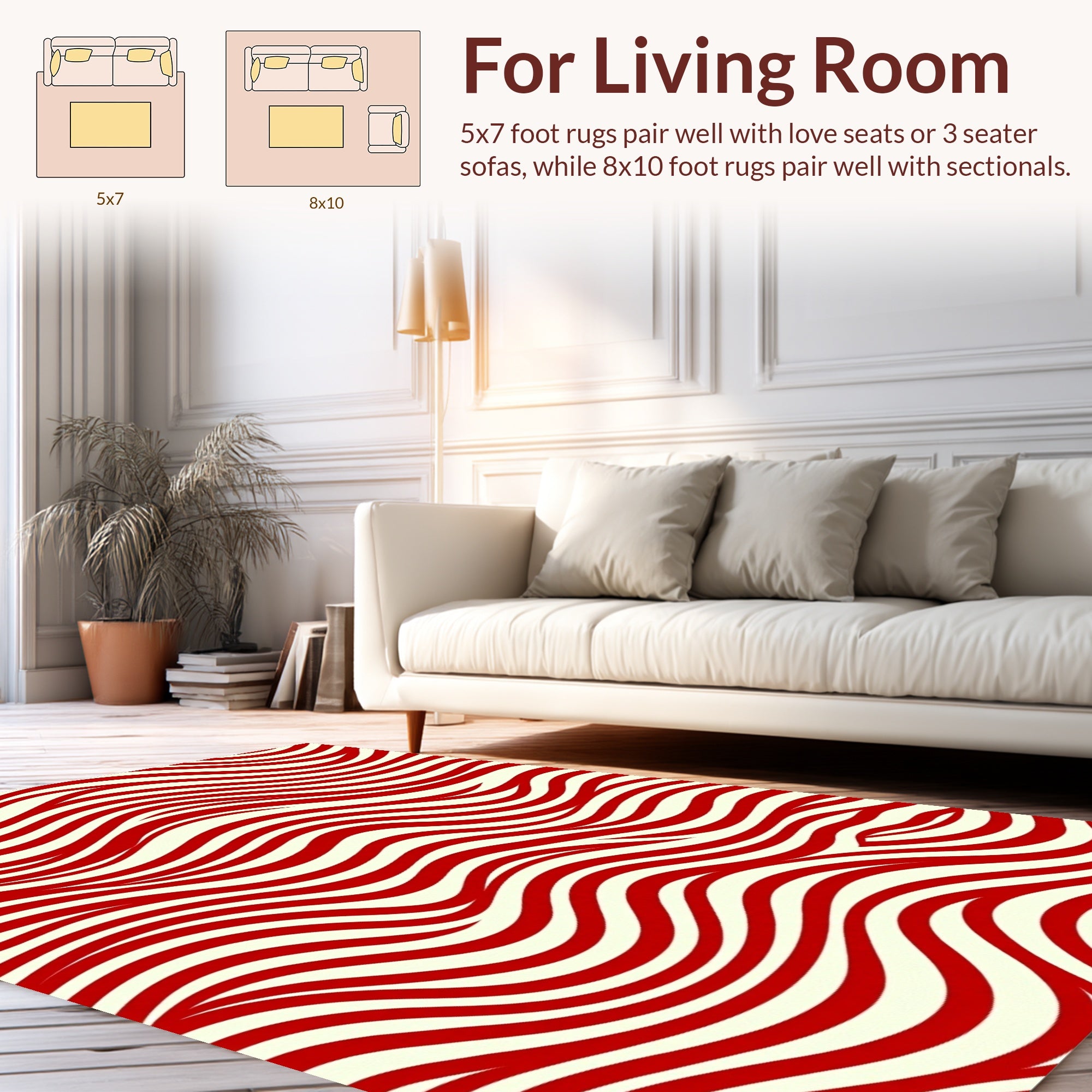Striped Wavy Red Design Rug