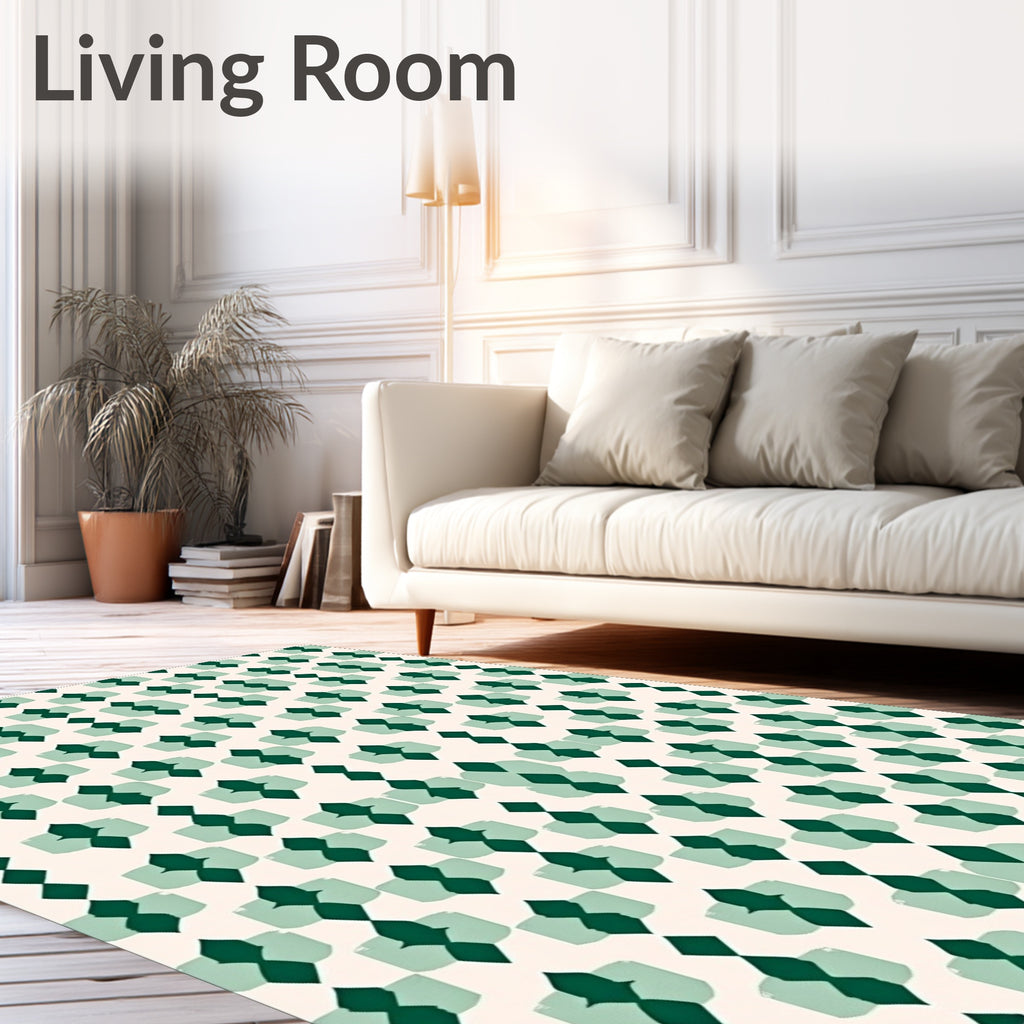 Green Diamond Abstract Pattern Rug