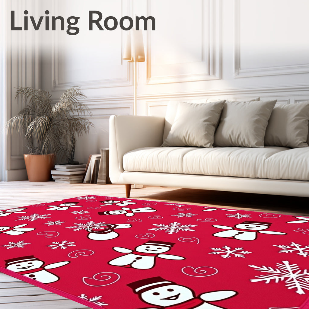 Festive Snowman Snowflake Pattern Rug