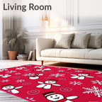 Festive Snowman Snowflake Pattern Rug