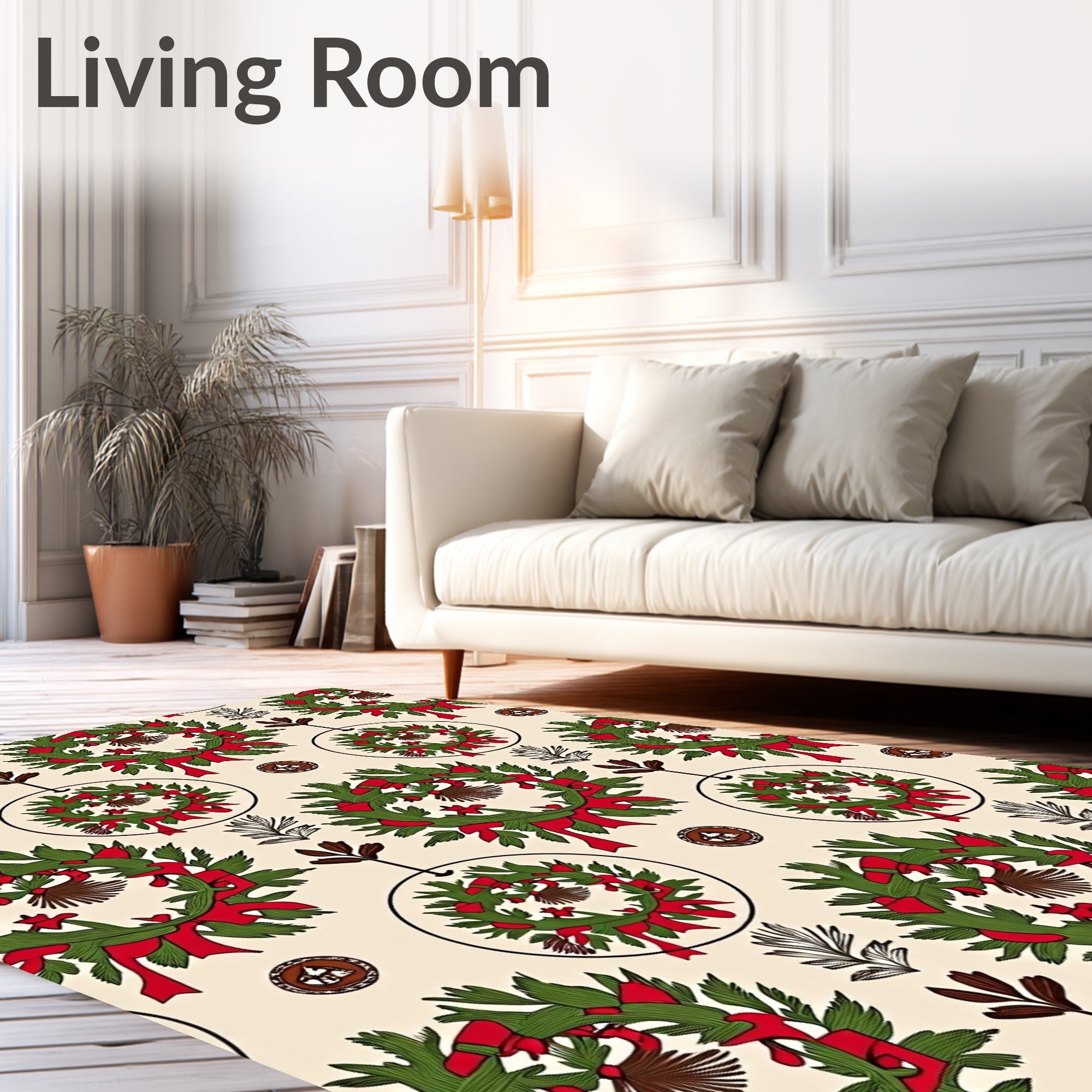 Festive Wreath Patterned Design Rug