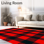 Red Black Buffalo Check Plaid Rug