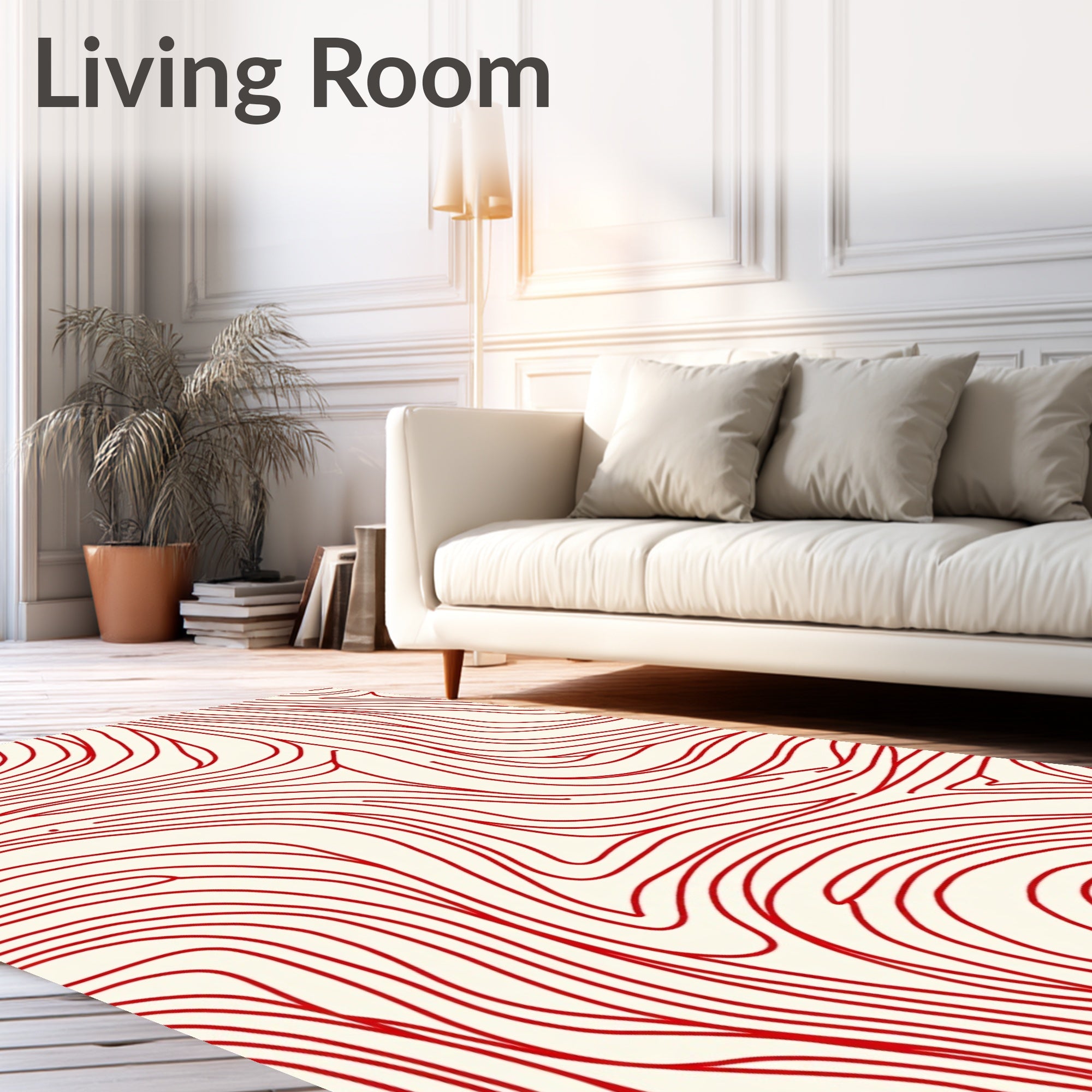 Red Swirls Organic Abstract Pattern Rug