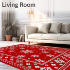 Retro Red Snowflake Pattern Design Rug