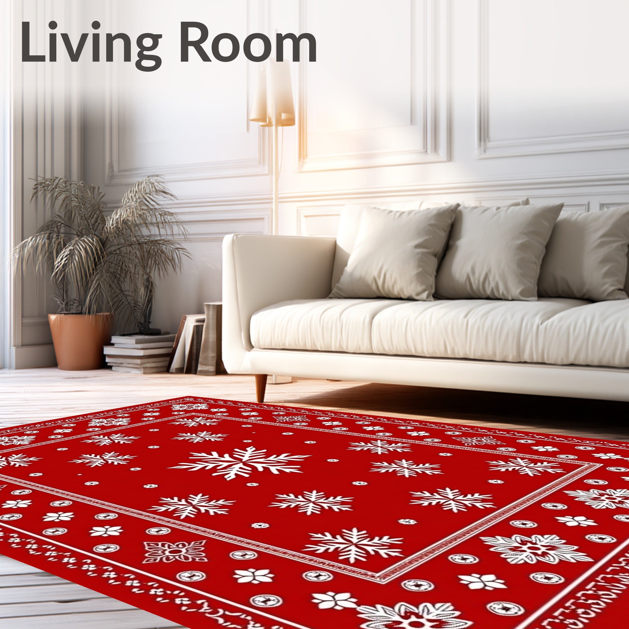 Retro Red Snowflake Pattern Design Rug