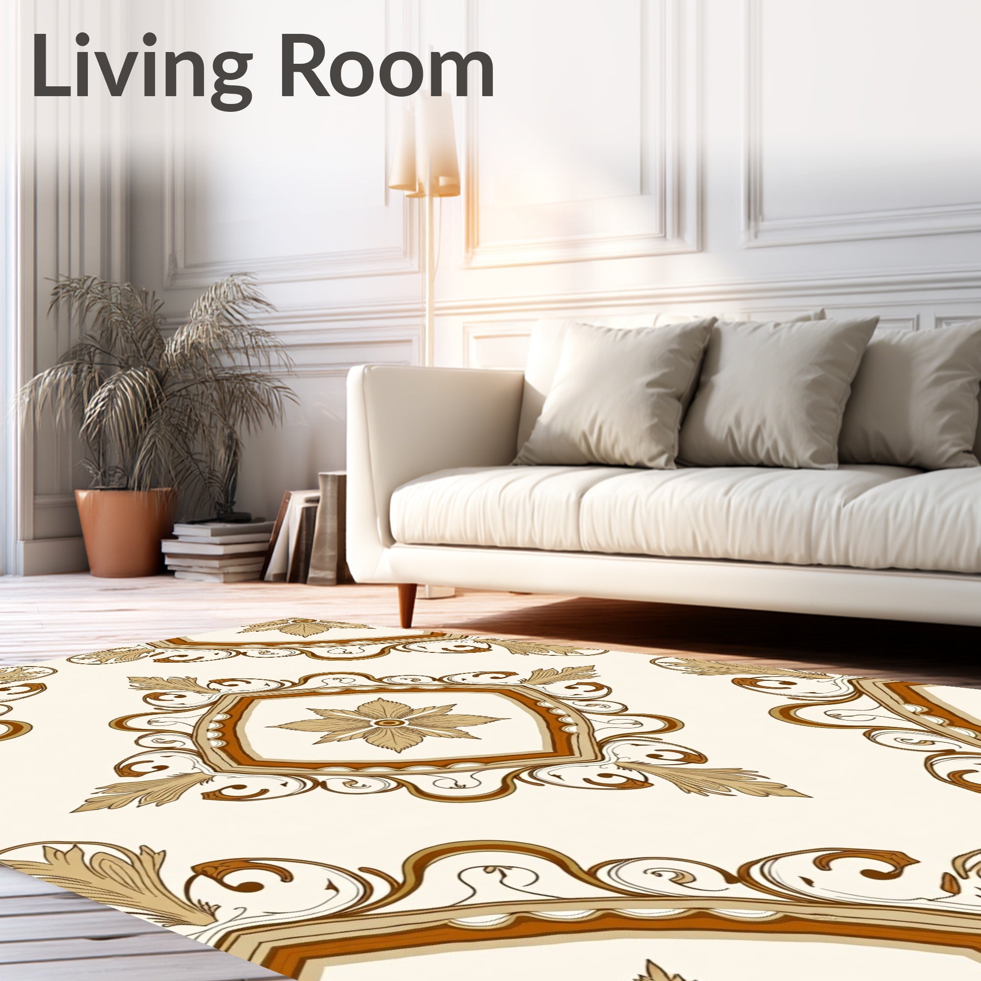 Elegant Diamond Floral Symmetry Rug