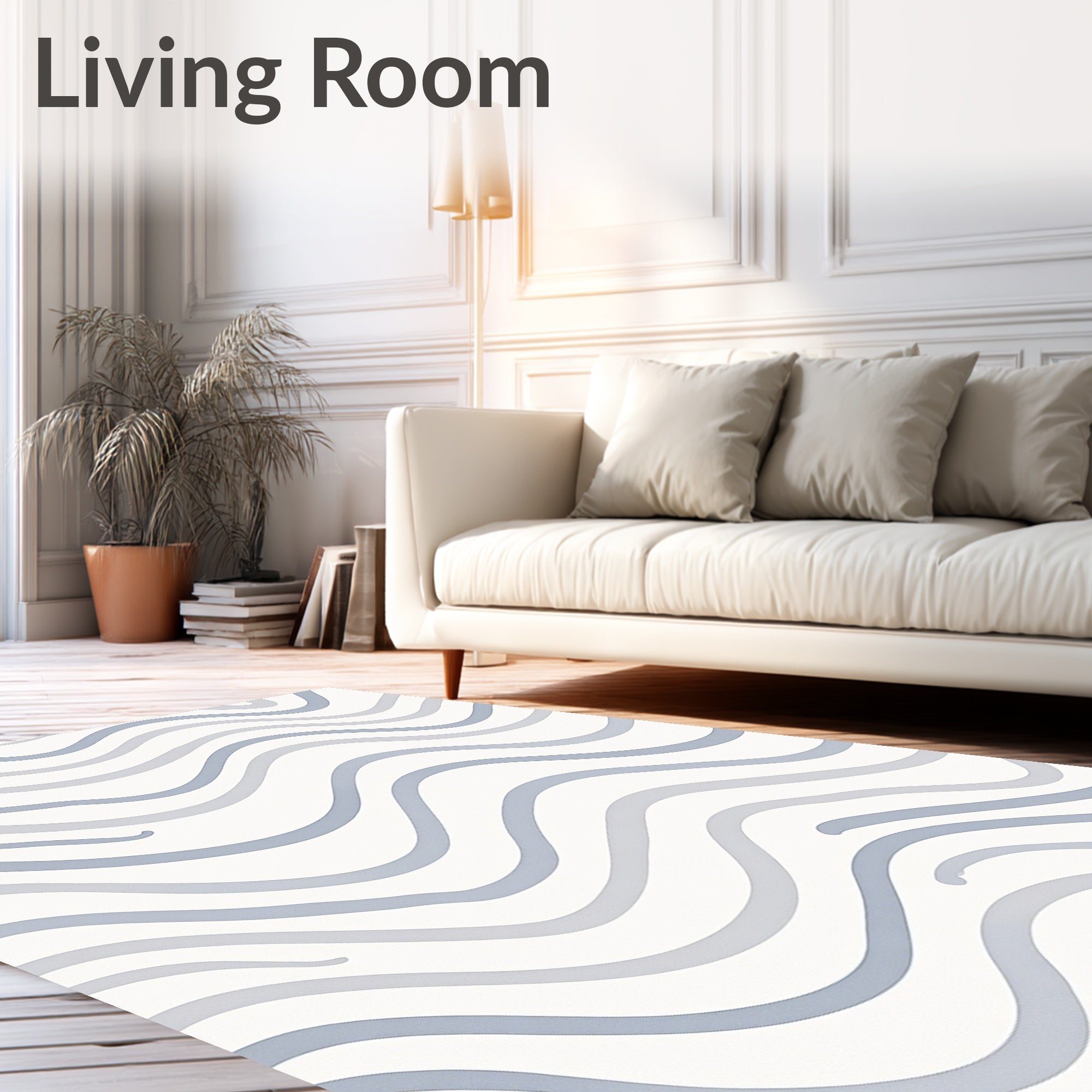 Modern Wavy Stripe Pattern Rug