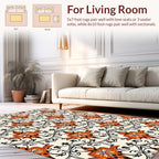 Floral Damask Patterned Cream Rug