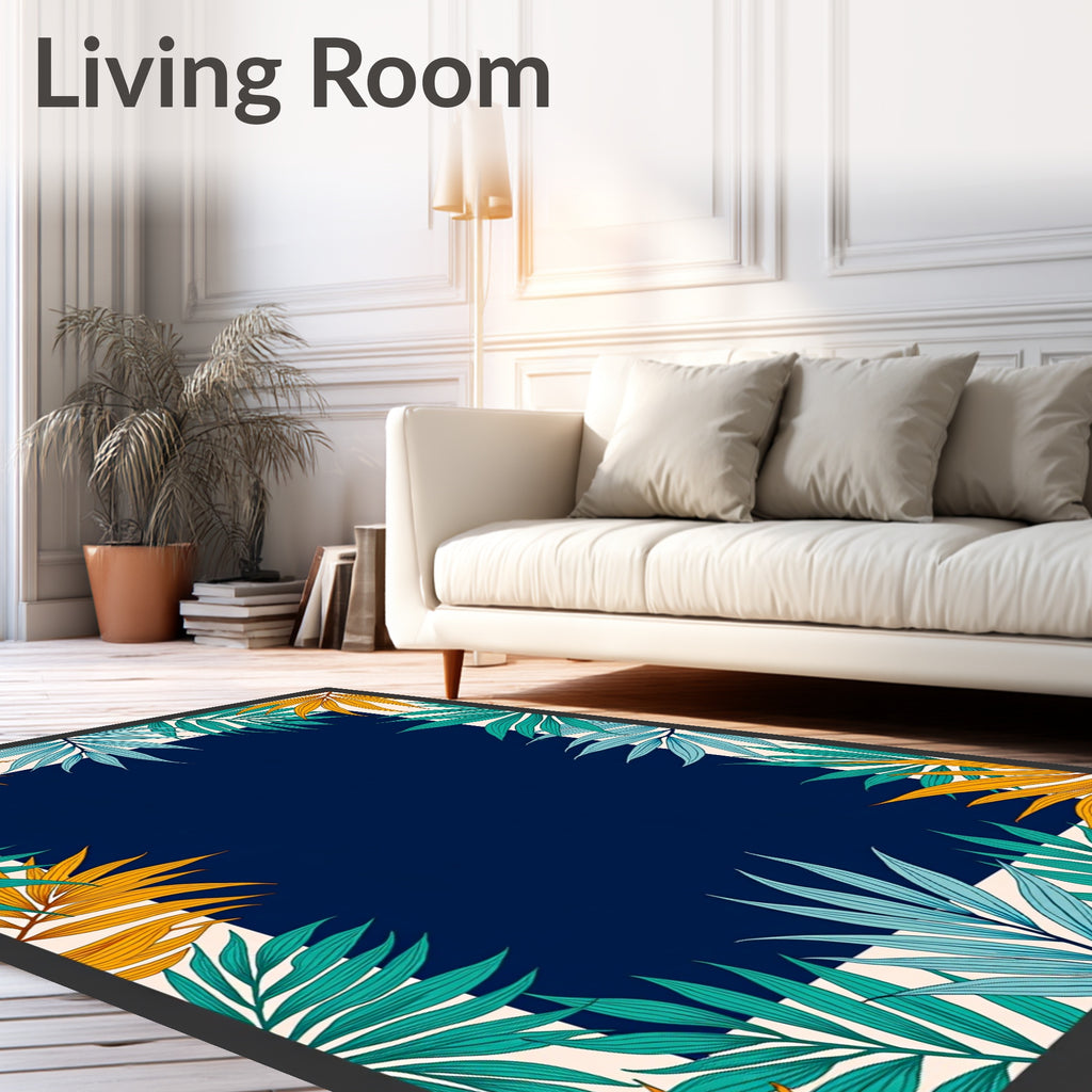 Tropical Leaf Bordered Design Rug